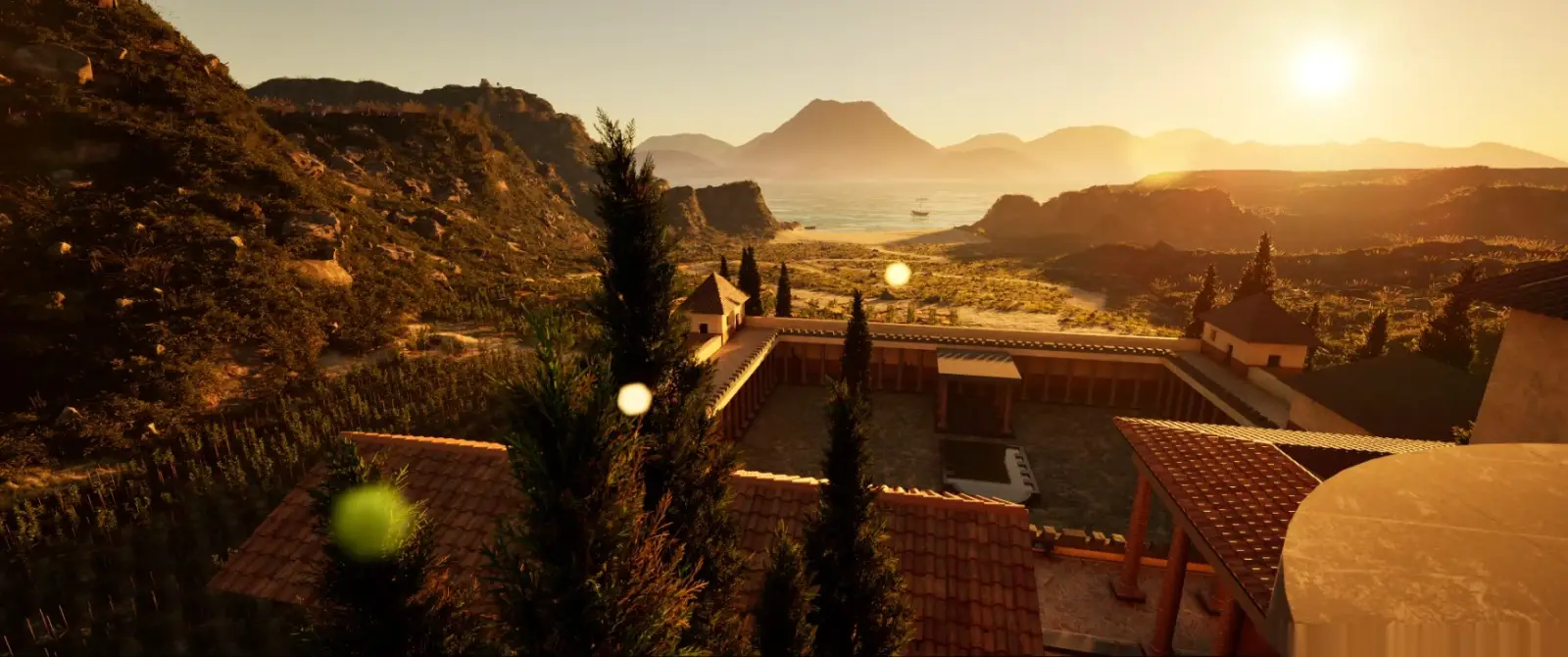 Pompeii — villa overlooking the bay and Vesuvius at sunrise